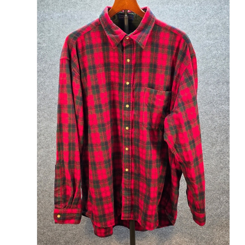 Pendleton Wool Button Down Mens XL Red Robertson Tartan Plaid Vintage Heritage